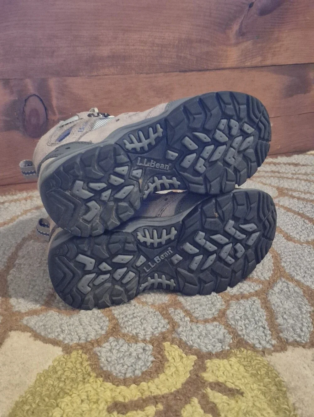 L.L.Bean Unisex Kids Blue And Gray Ankle Hiking Boots Size 2